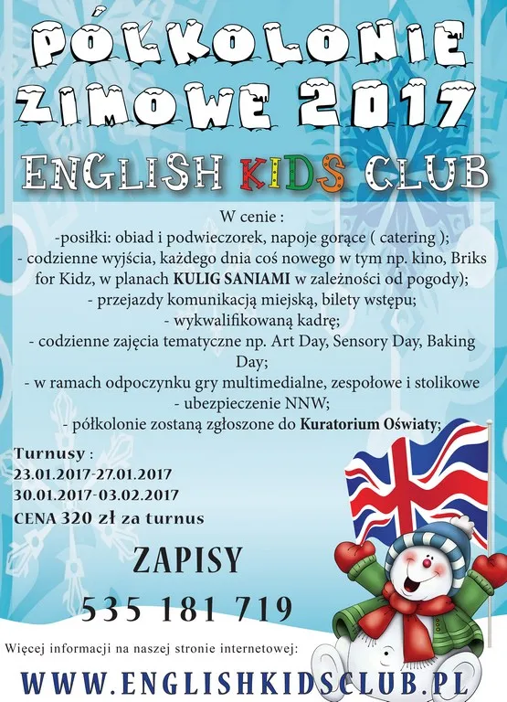 Półkolonie Zimowe W English Kids Club Białystok 2017